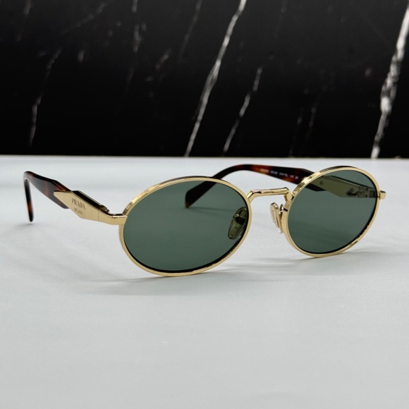 NEW SPR 65Z ZVN70L PRADA GOLD GREEN PR65ZS ZVN70L OVAL UNISEX SUNGLASSES - Picture 7 of 14